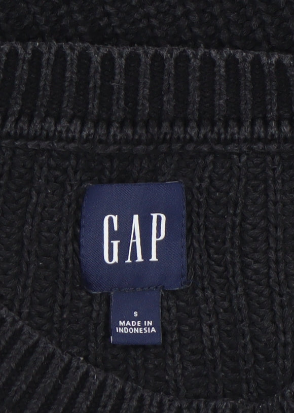 GAP Women's Black Cable-Knit Cotton Crew Neck Jumper Size S