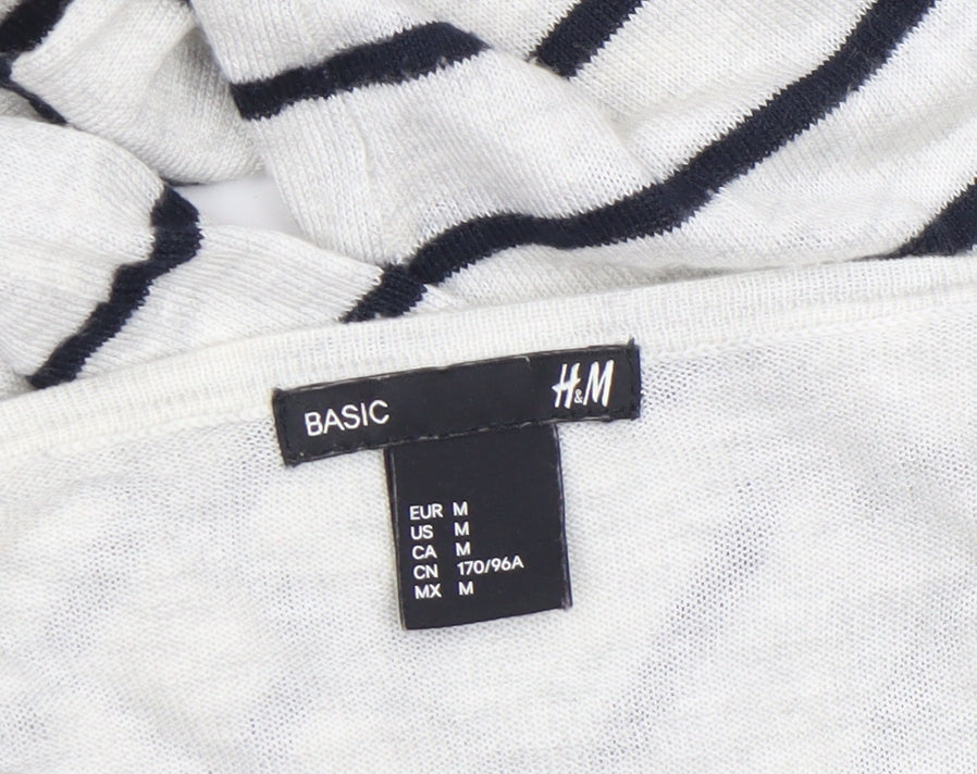 H&M Women’s White Striped Boat Neck Long Sleeve Pullover Jumper Size 12