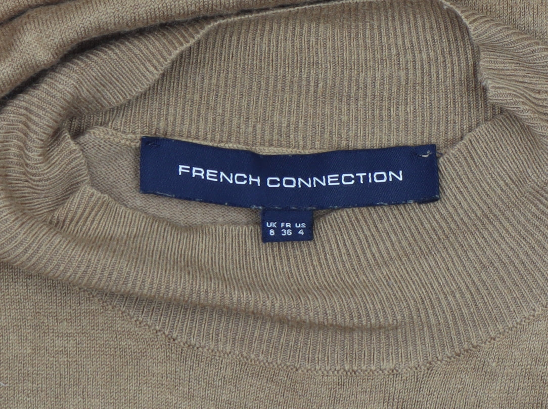 French Connection Women’s Brown Knit Bodycon High Neck Dress Size 8