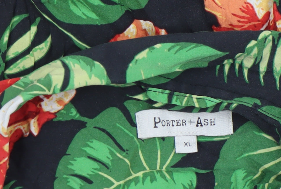 Porter + Ash Men's Multicoloured XL Hawaiian Floral Short Sleeve Shirt