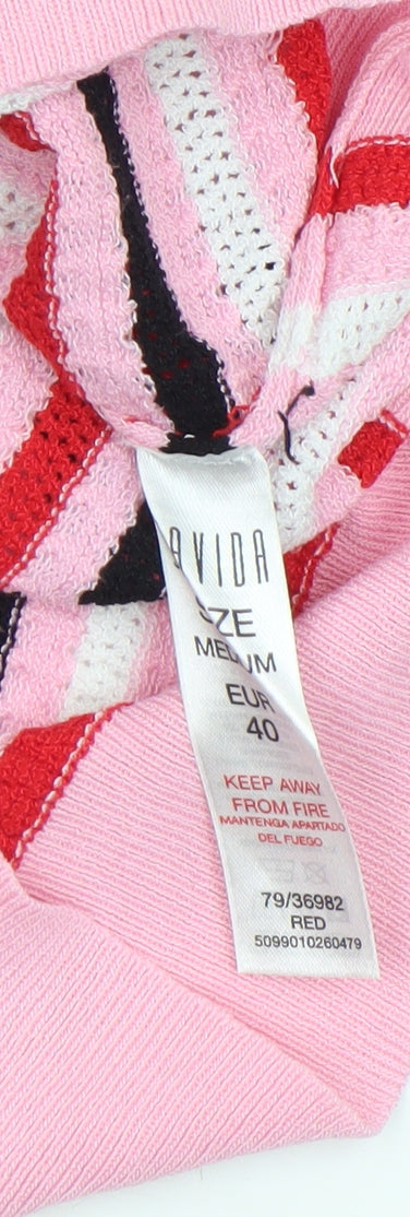 Aviva Women’s Pink Striped Knit Short Sleeve Top Size 12