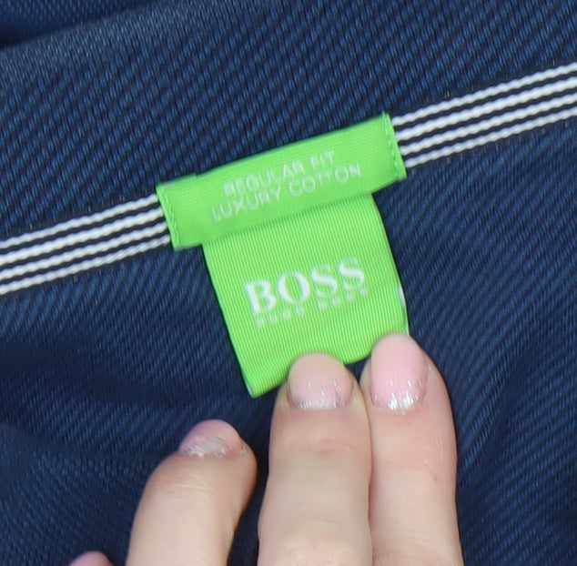 BOSS Men's Blue Regular Fit Luxury Cotton Polo Shirt XL