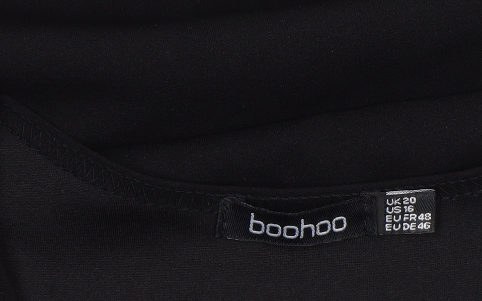 Boohoo Women’s Black Size 20 Bodycon Long Sleeve V-Neck Stretch Dress