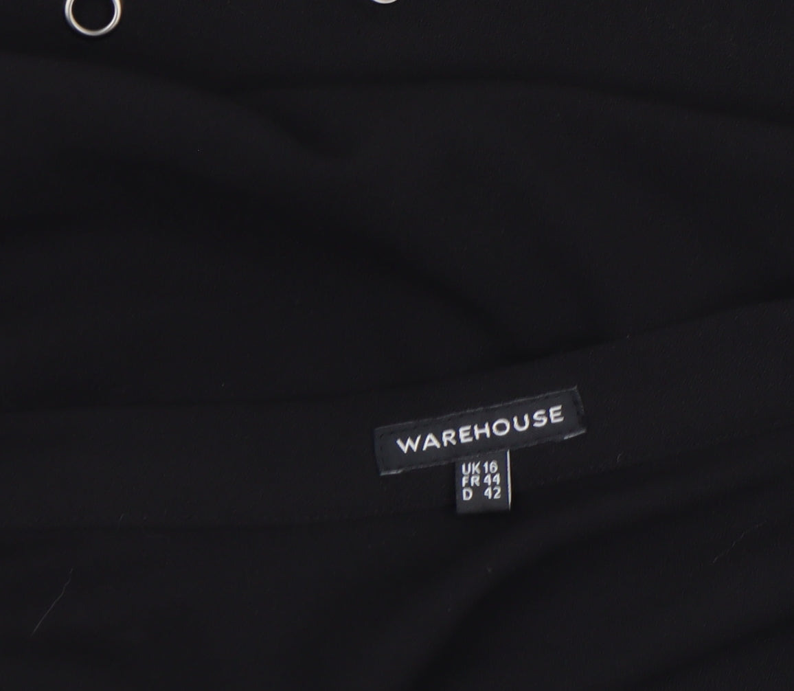 Warehouse Women's Black A-Line Studded Skirt Size 16
