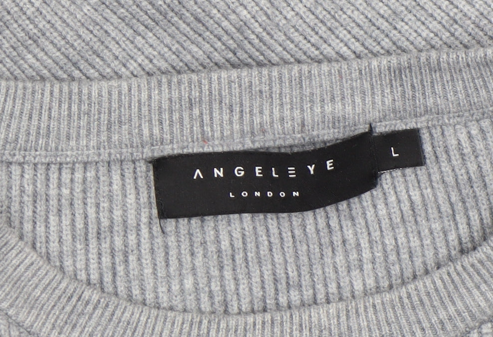 Angeleye London Womens Grey Size 14 Ribbed Knit Button Jumper