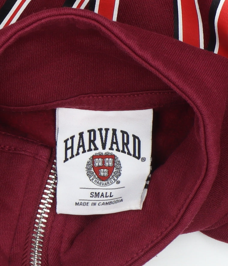 Harvard Women's Burgundy 1/4 Zip Sweatshirt Small Cotton Blend Casual