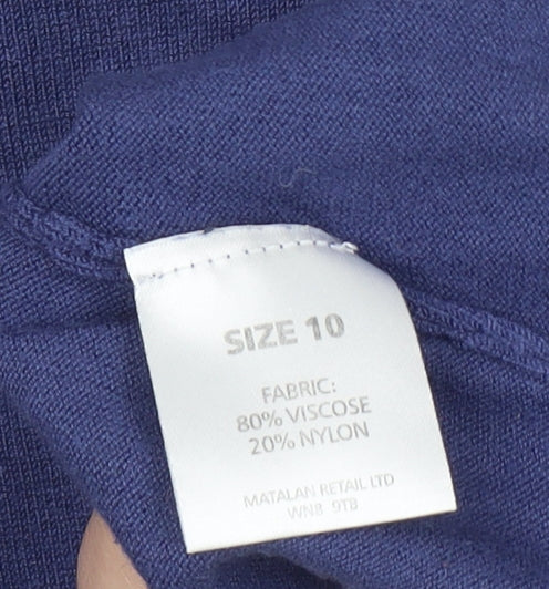 Matalan Women Blue Size 10 V-Neck Bodycon Knit Mini Dress