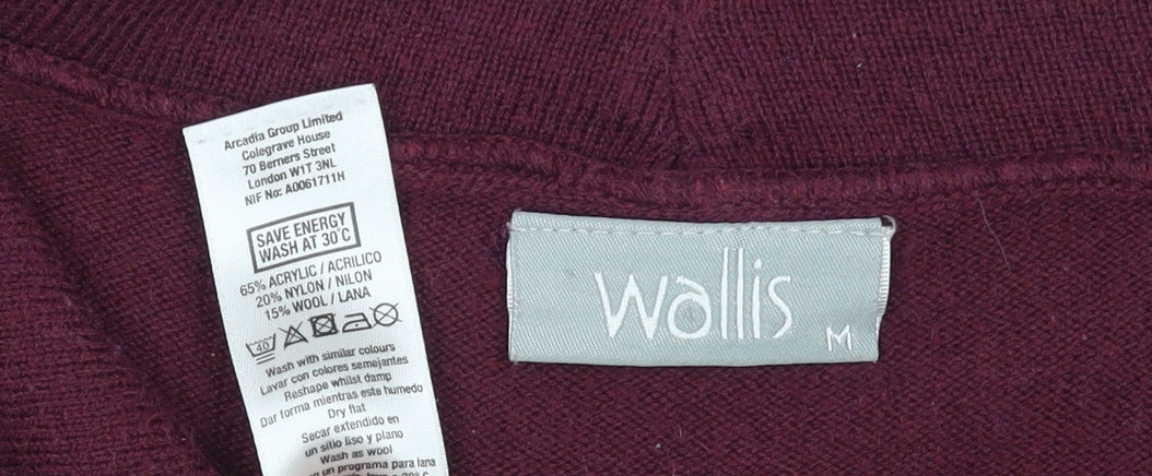 Wallis Women Red Knit Cowl Neck Jumper Dress M 3/4 Sleeve Classic