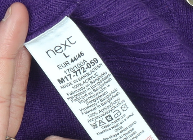 Next Women’s Purple Mock Neck Button Detail Jumper Size L