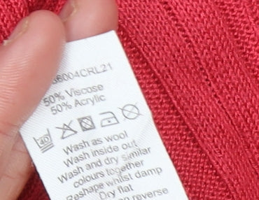David Emanuel Women's Red Long Sleeve Open Knit Cardigan Size S