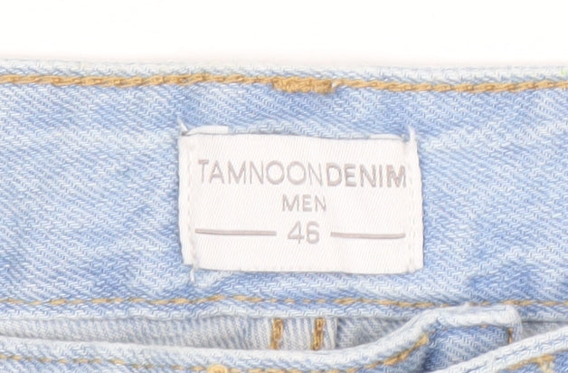 Tamnoon Denim Men Blue Light Wash Straight Jeans Size 46
