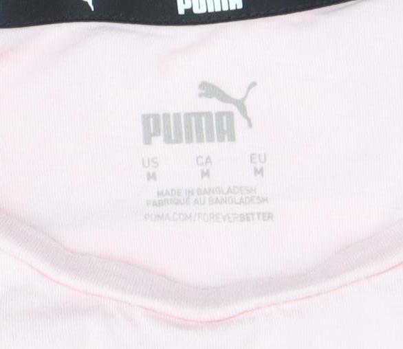 Puma Womens Pink Basic Logo T-Shirt Size M Short Sleeve Crew Neck