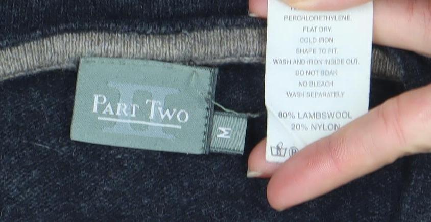 Part Two Mens Grey Lambswool V-Neck Jumper Size M