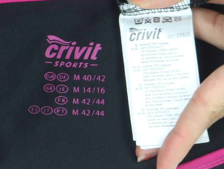 Crivit Sports Black Pink Trim Short Sleeve T-Shirt M