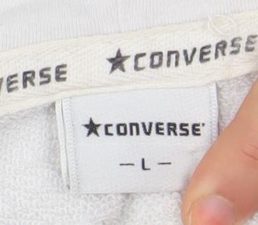 Converse Women White Star Print Pullover Hoodie Size L