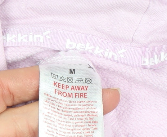 Bekkin Women Pink Pullover Hoodie Medium Cotton Blend