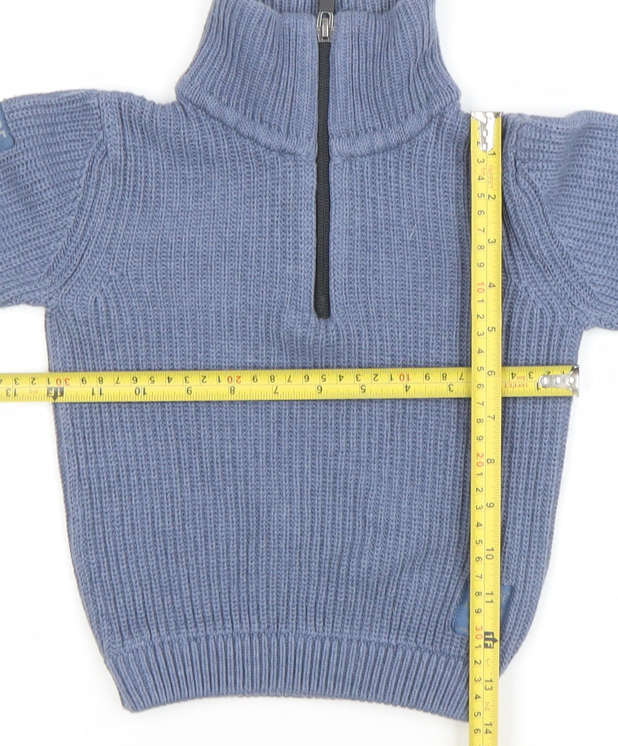 Next Boys Blue 2 Years 1/2 Zip Roll Neck Jumper Ribbed Knit Cotton Blend
