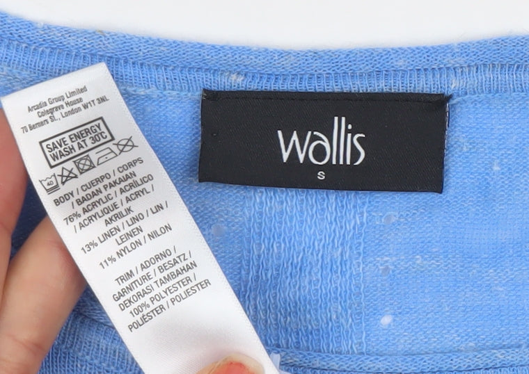 Wallis Women’s Blue Linen Blend Long Sleeve Pullover Jumper Size S