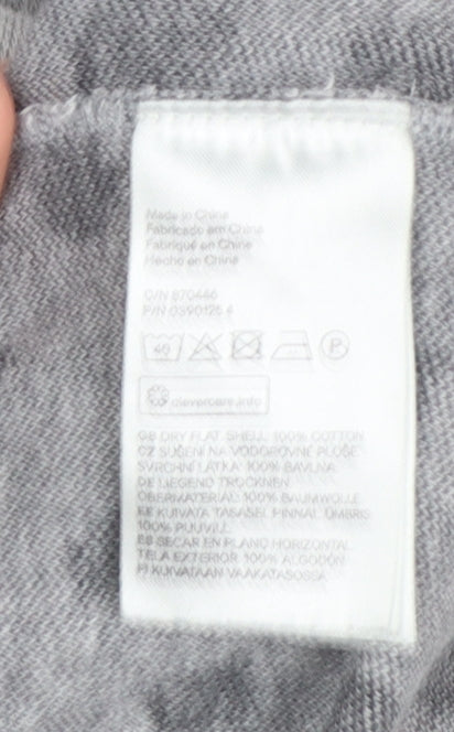 H&M Womens Grey Animal Print Cotton Crew Neck Jumper Size 8