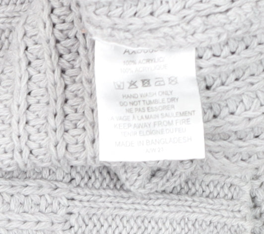 AX Paris Women’s Grey & White Chunky Roll Neck Striped Jumper S