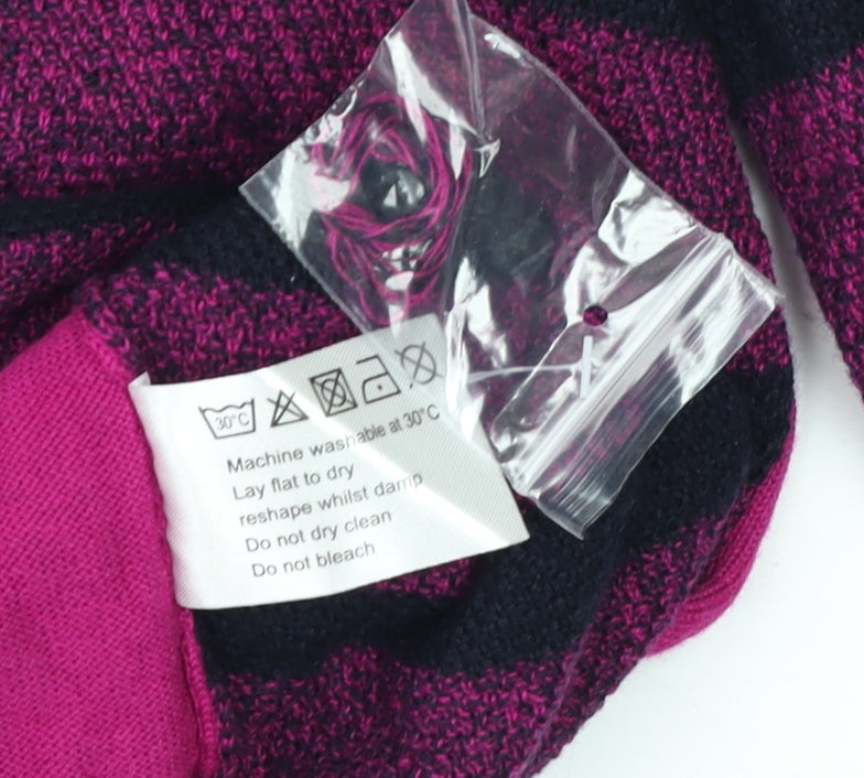 Lakeland Women's Pink Striped Crew Neck Long Sleeve Knit Top Size M