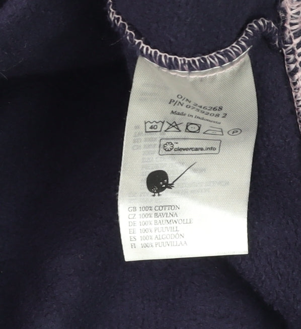 Monki Unisex Blue XL Cotton Crew Neck Pullover Sweatshirt