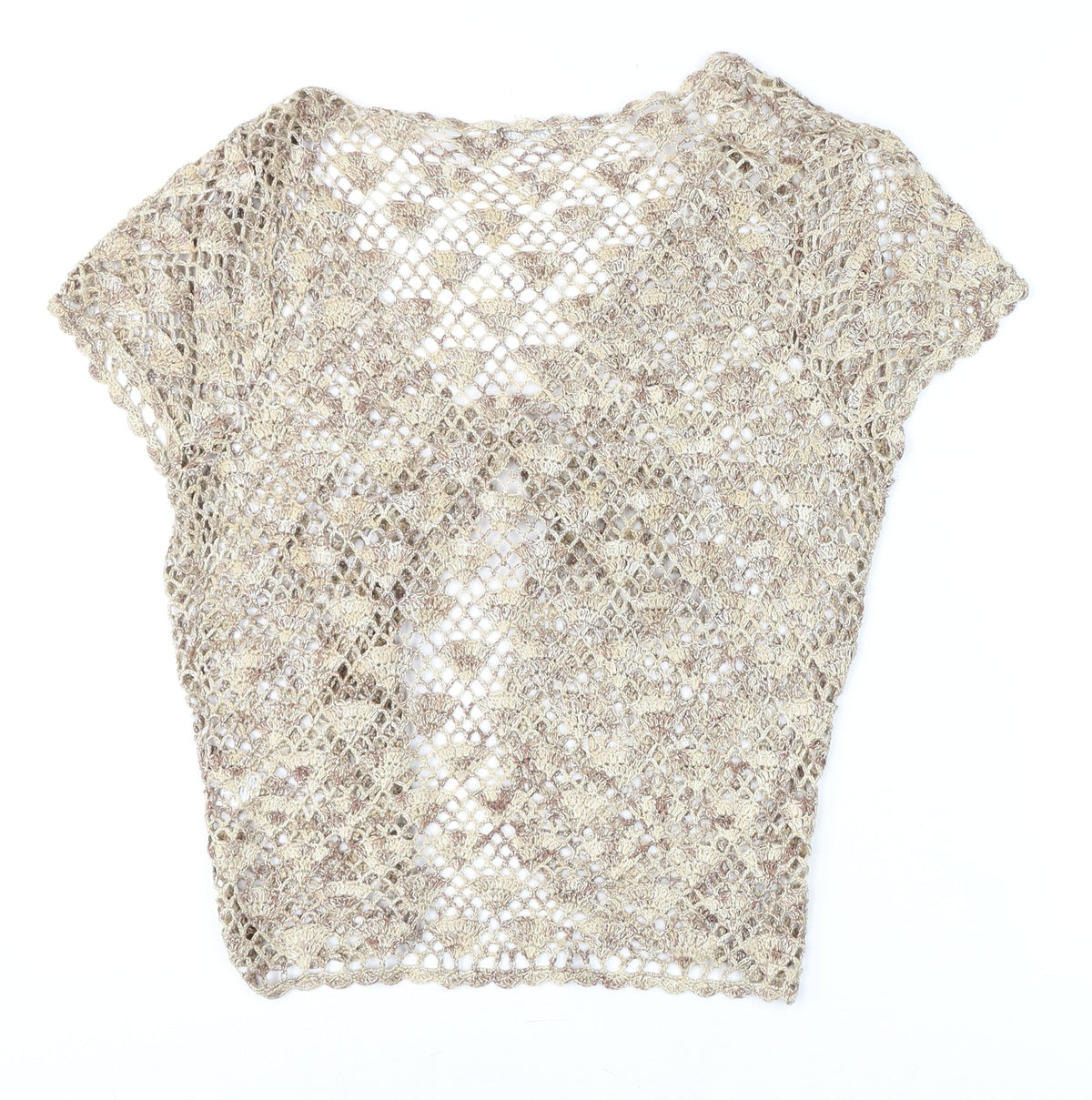 Berkertex Women Beige Crochet Cropped Blouse Size 14