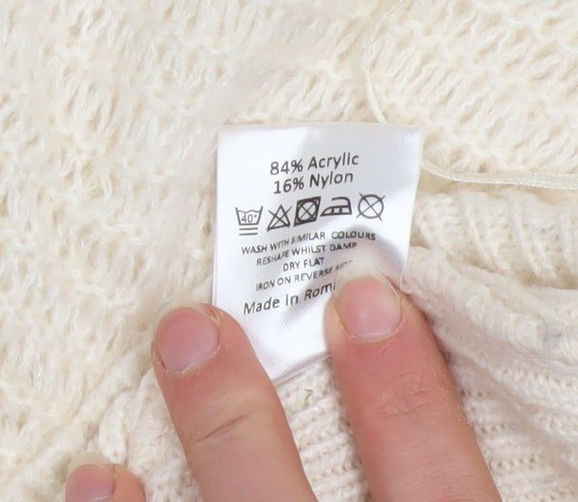 Jane Norman Women’s Ivory Christmas Robin Jumper Size 12 Knit Pullover