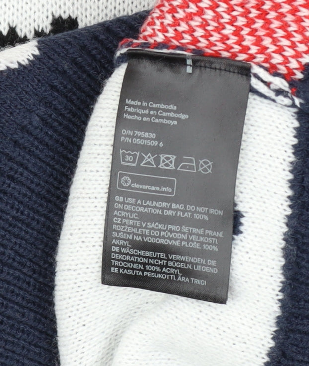H&M Men Blue Christmas Dog Graphic Jumper M Pullover Knit