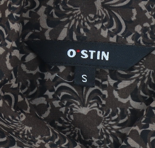 O'Stin Women's Brown Floral Chiffon Button-Up Blouse Size S