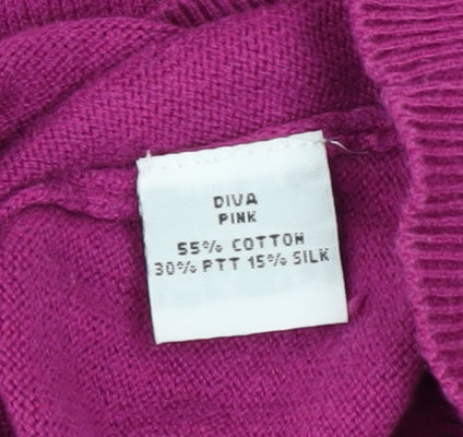 Ness Edinburgh Women’s Pink XL Pullover Jumper Cotton Silk Blend