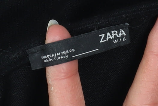 Zara Women’s Black Knit Pullover Jumper Size M 3/4 Sleeve
