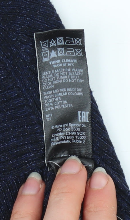 Marks & Spencer Per Una Women's Blue V-Neck Knit Jumper Size 10