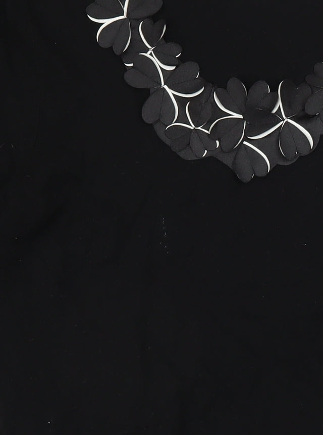 Marks & Spencer Per Una Womens Black Viscose Blend V-Neck 3/4 Sleeve Jumper Size 16