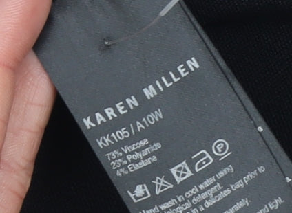 Karen Millen Women's Black Fitted Jersey Blouse Size 4