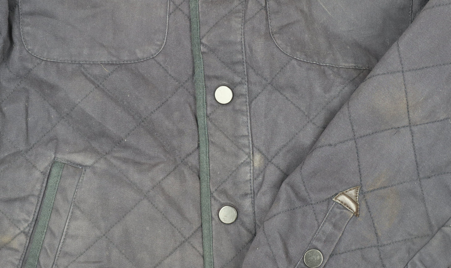 Reiss 1971 Men's Blue Quilted Cotton Jacket L Stand-Up Collar