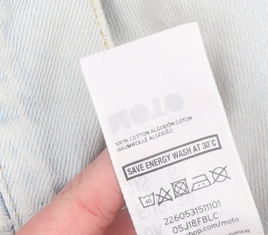Topshop Moto Women's Light Blue Denim Jacket UK 10 Classic Button-Up