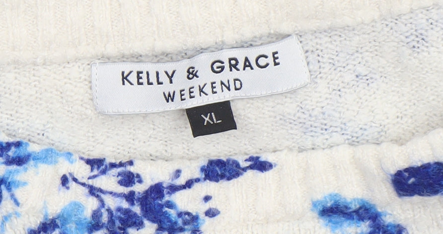 Kelly & Grace Women's Multicoloured Floral Knit Jumper XL