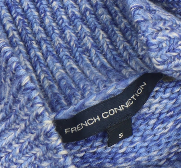 French Connection Womens Blue Chunky Knit High Neck Jumper Size S