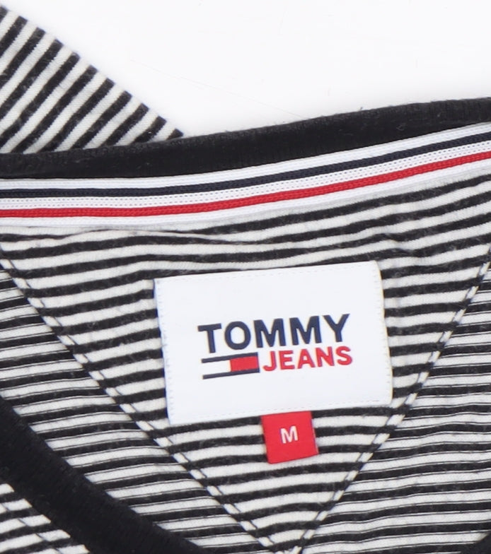 Tommy Hilfiger Mens Black Striped Cotton Crew Neck T-Shirt Size M