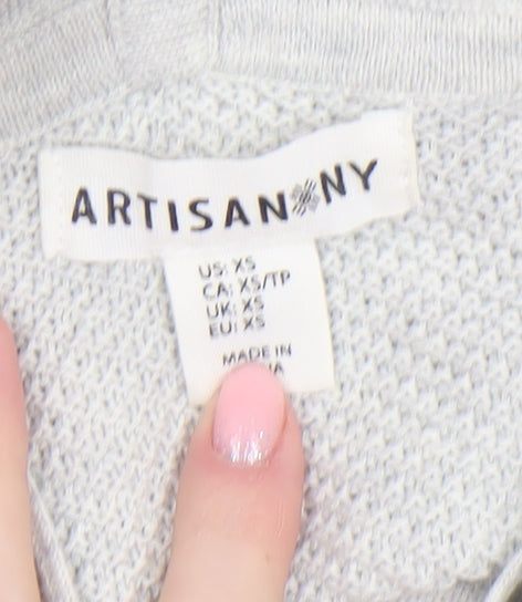 Artisan NY Women’s Grey XS Hooded Knit Pullover Jumper