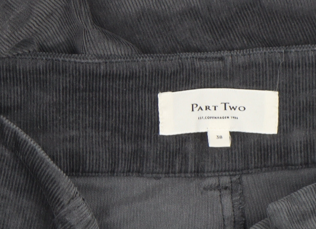 Part Two Women Grey Corduroy Cropped Trousers Size 12