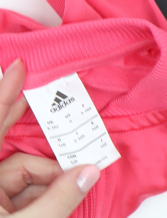 Adidas Girls Pink Full Zip Track Jacket 9-10 Years Lightweight Sportswear