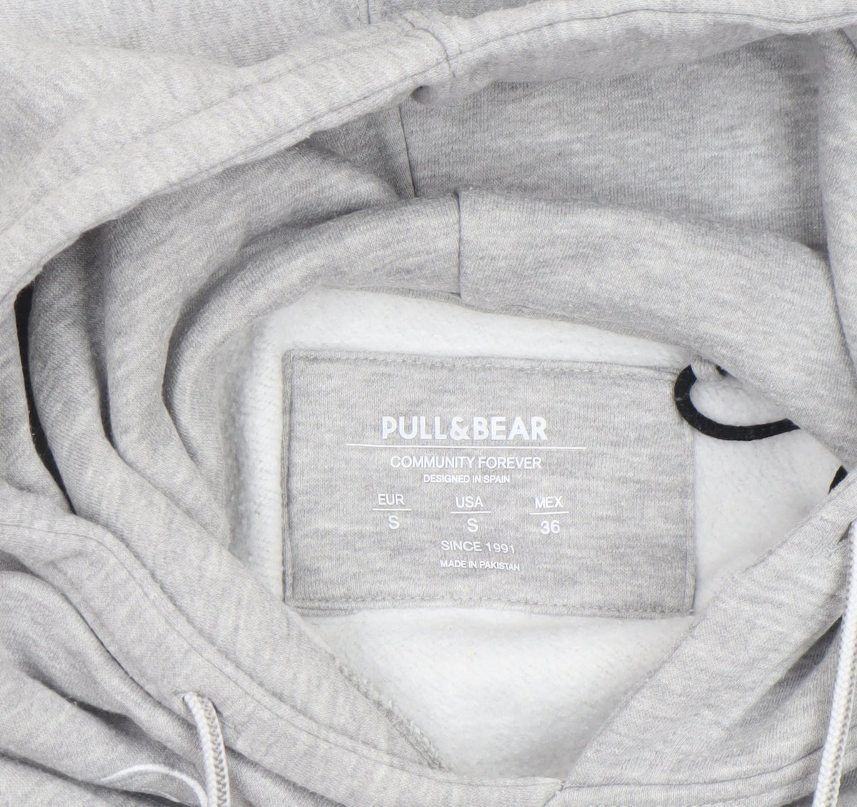 Pull&Bear Men’s Grey Small Pullover Hoodie with Logo Detail