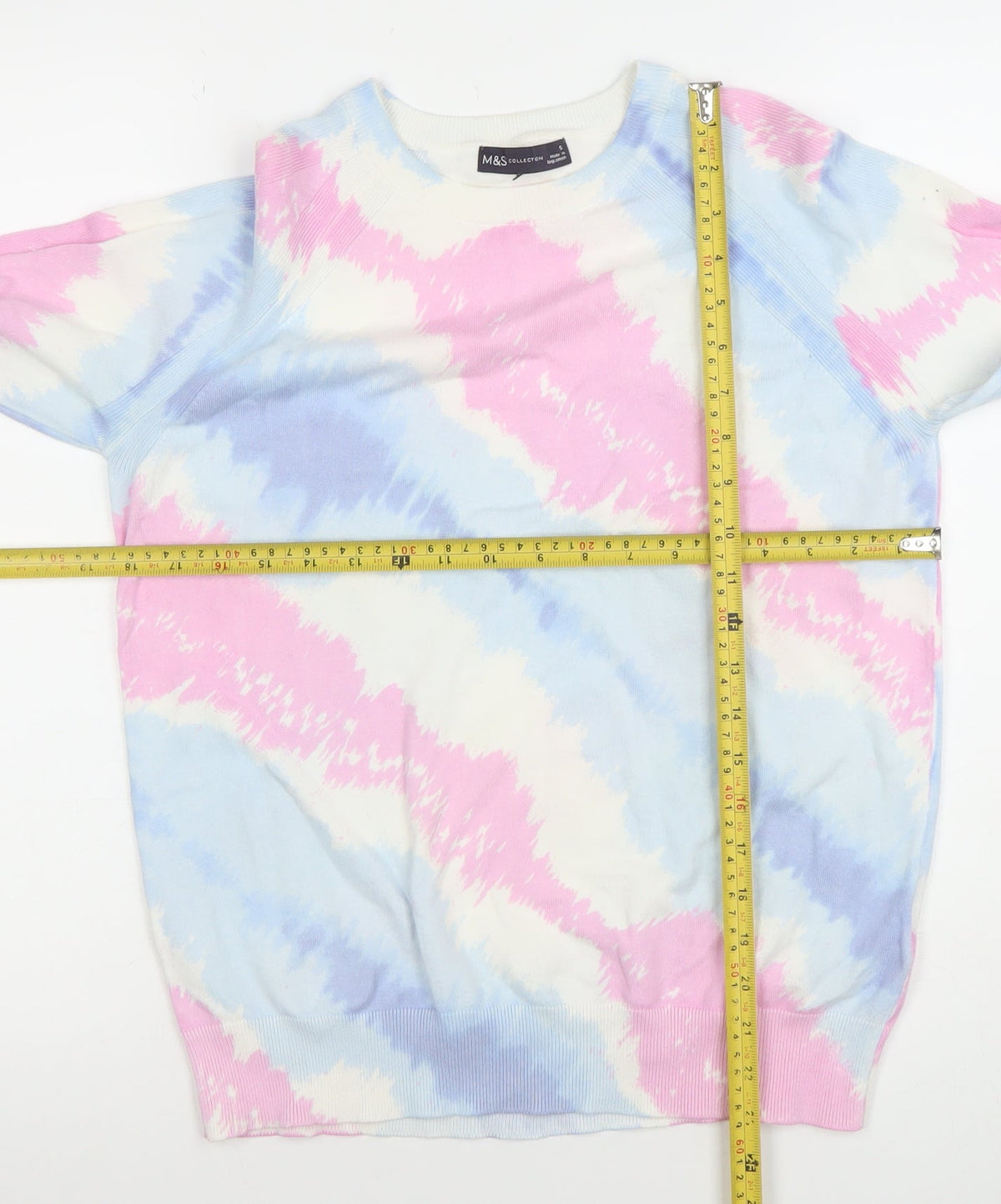 Marks & Spencer Women’s Pink Blue Tie-Dye Pullover Jumper Size S