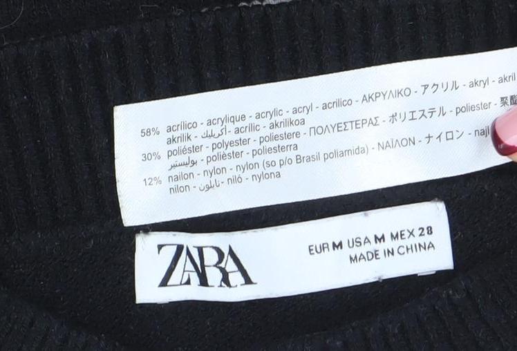 ZARA Women’s Black & White Striped Knit Jumper Size 10