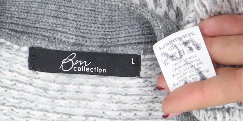 Bonmarché BN Collection Women's Grey Wool Zip Cardigan L