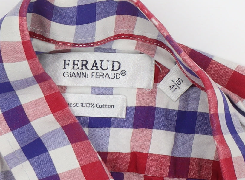 Gianni Feraud Men's Multicoloured Check Cotton Long Sleeve Shirt Size 16