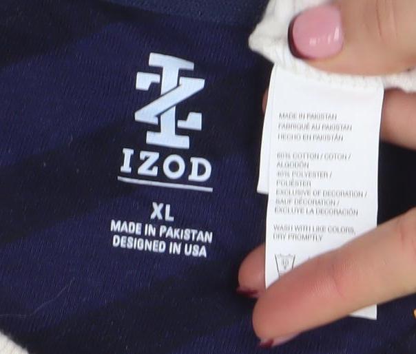 IZOD Men's Beige XL Crew Neck Striped Sweatshirt Classic Pullover