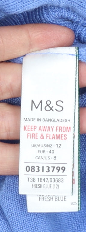 Marks & Spencer Womens Blue Crew Neck Acrylic Jumper Size 12